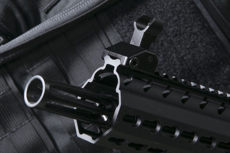 In order to meet NFA-guidelines, the MPX Carbine has a permanently-attached flash hider on its 14.5-inch barrel.