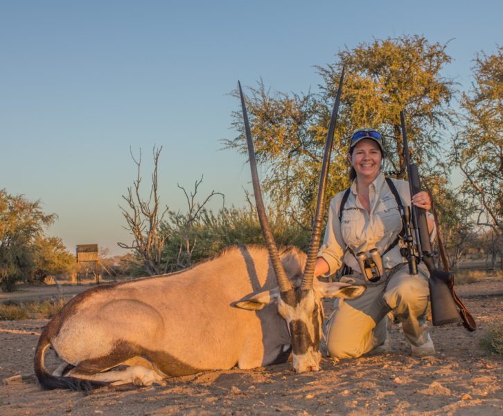 For those who think the .243 Win. isn’t “enough gun” for big game and especially for Africa, this mature gemsbok was taken with a single shot from a .243 Win., using an 85-grain Nosler Partition.