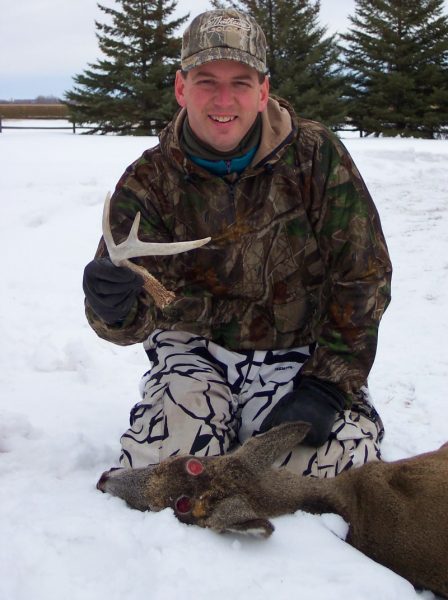Several years ago, Dave Maas had an injured buck walk by his treestand in late December, and not wanting to see the animal suffer, he took the 10-yard bowshot and filled his tag. The young buck shed one antler while Maas field-dressed the animal, and dropped its other antler after Maas transported the buck home and was taking it out of his pickup.