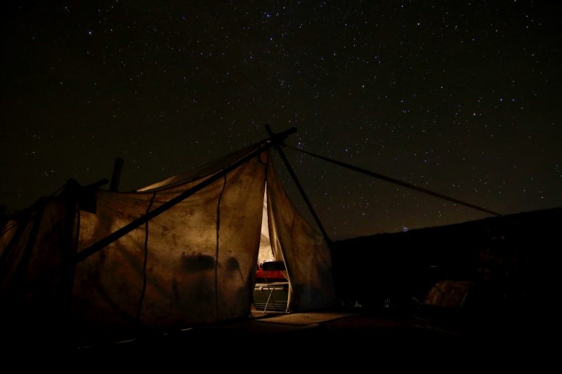 The cook's tent under the Colorado stars.